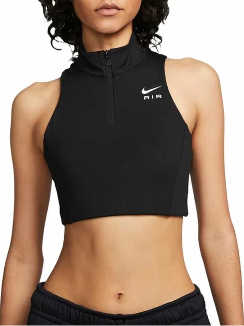 Nike Air Black Zip-Front Cropped Performance Top